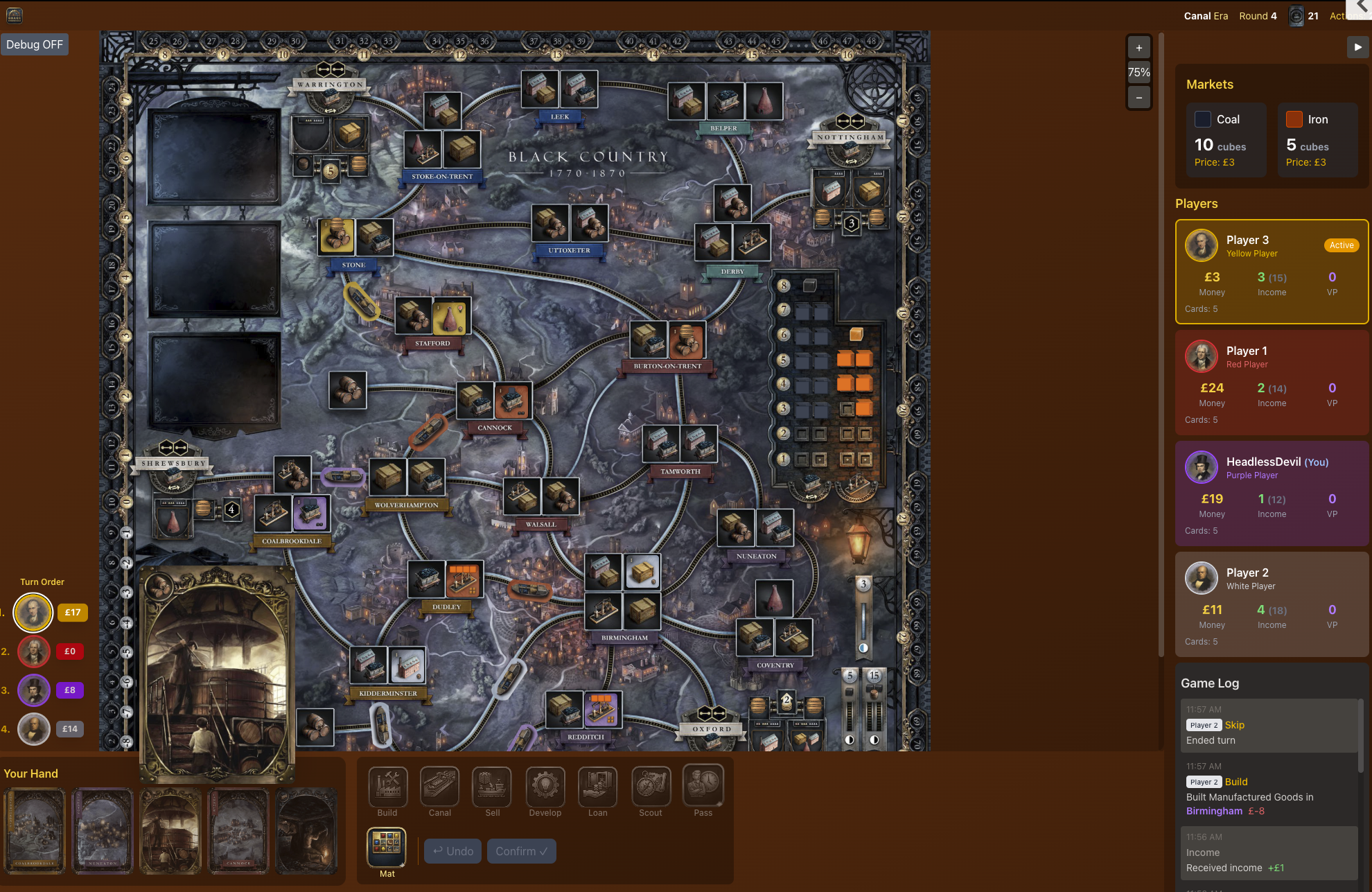 Brass Birmingham — async online board game